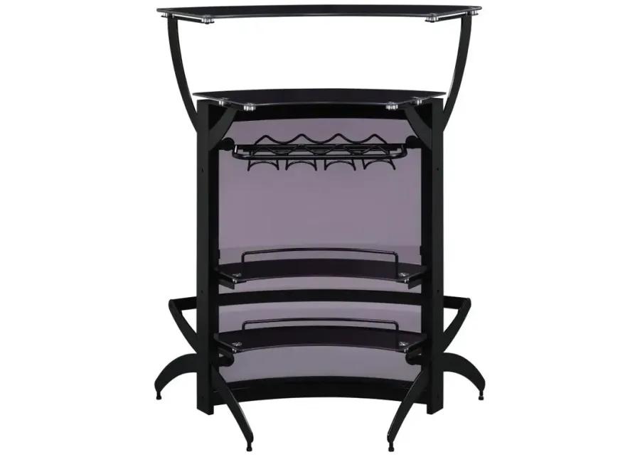 Dallas 2-shelf Home Bar Smoked and Black Glass