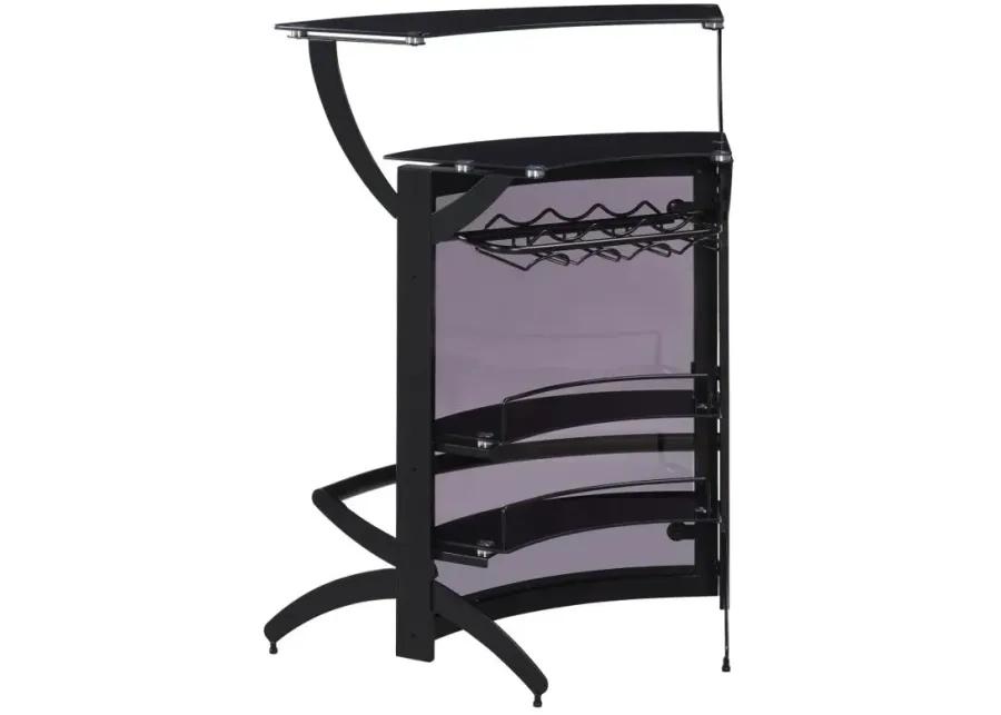 Dallas 2-shelf Home Bar Smoked and Black Glass