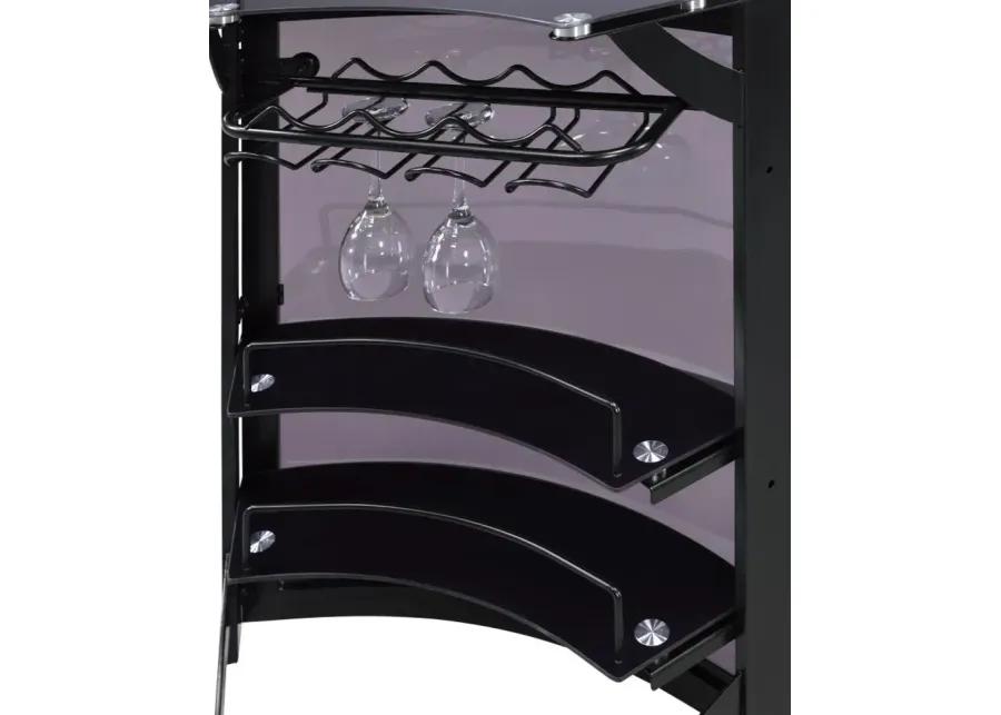 Dallas 2-shelf Home Bar Smoked and Black Glass