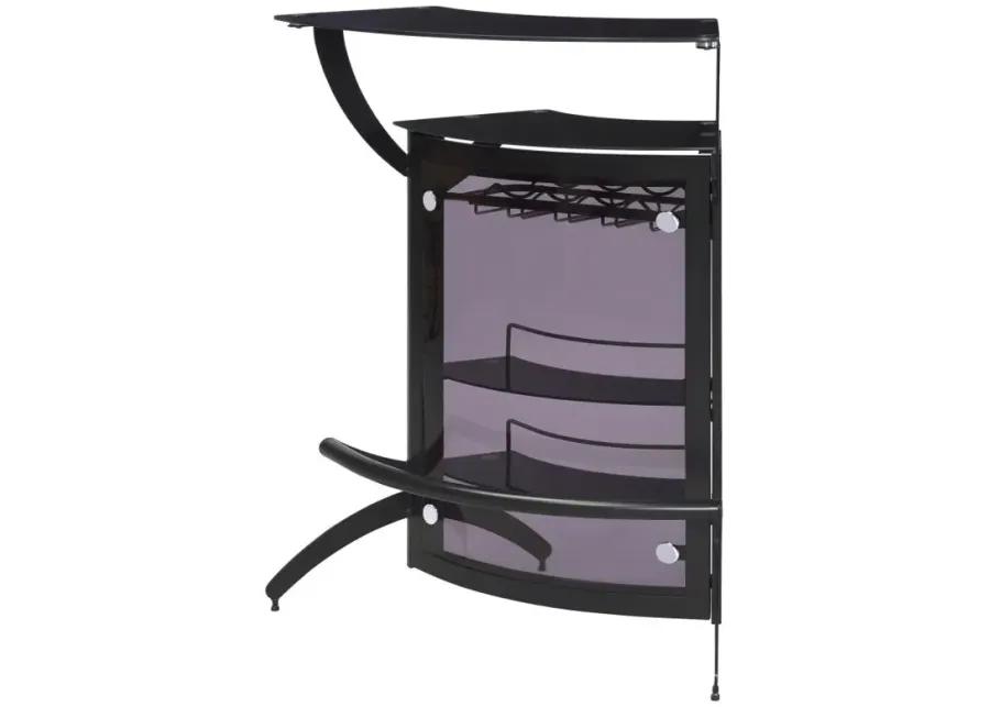 Dallas 2-shelf Home Bar Smoked and Black Glass