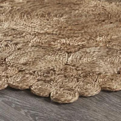 Nature Geometric Circles Organic Jute Indoor Round Area Rug 4'