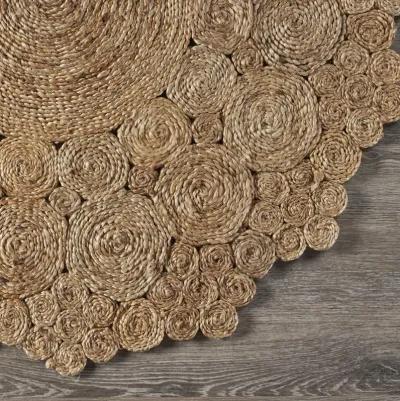 Nature Geometric Circles Organic Jute Indoor Round Area Rug 4'