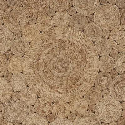 Nature Geometric Circles Organic Jute Indoor Round Area Rug 4'