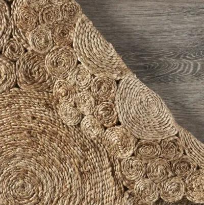 Nature Geometric Circles Organic Jute Indoor Round Area Rug 4'