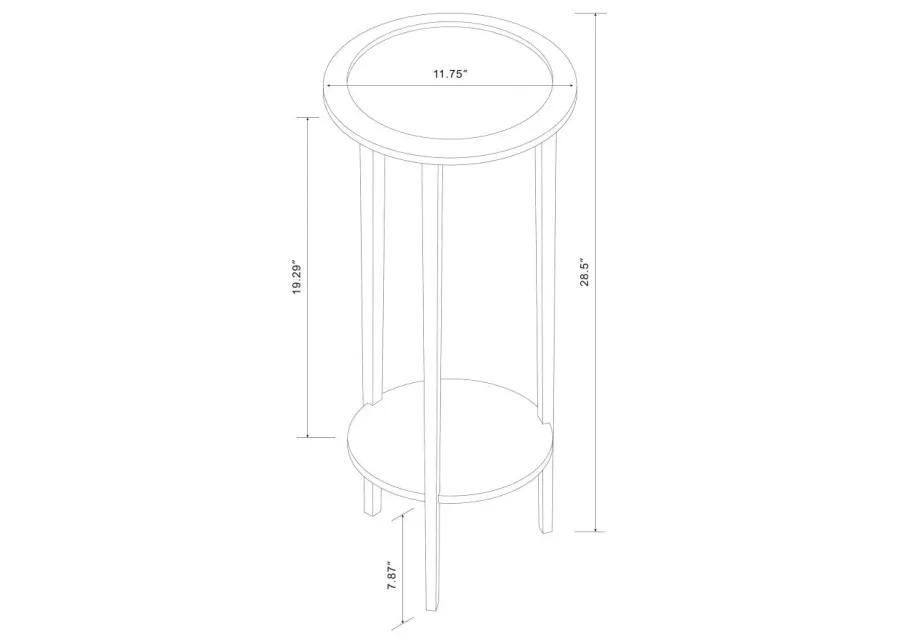 Kirk Round Accent Table with Bottom Shelf Espresso