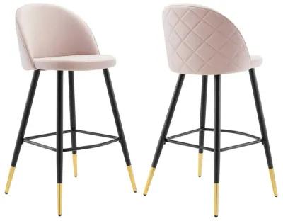 Cordial Performance Velvet Bar Stools - Set of 2