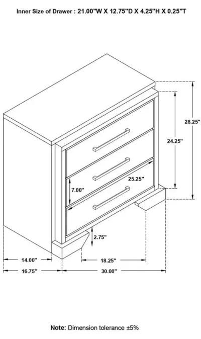 Austen 3-Drawer Nightstand