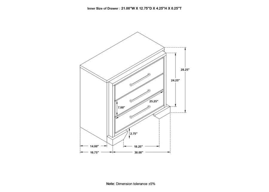 Austen 3-Drawer Nightstand