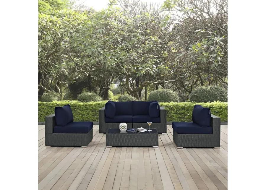 Sojourn 5 Piece Outdoor Patio Sunbrella® Sectional Set