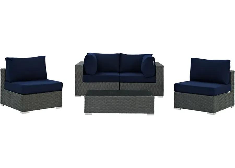 Sojourn 5 Piece Outdoor Patio Sunbrella® Sectional Set