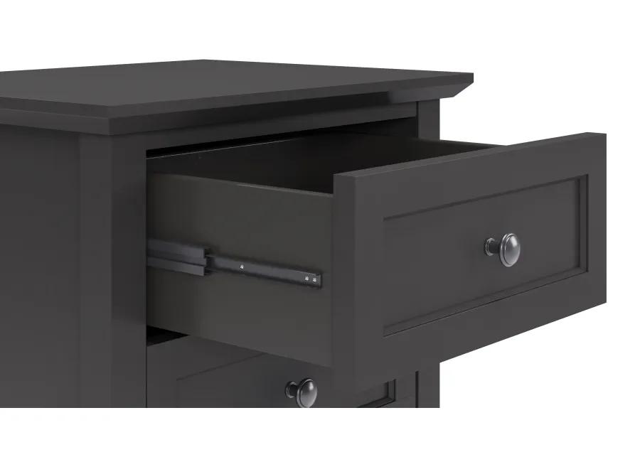 Grace Three Drawer Nightstand in Raven Black