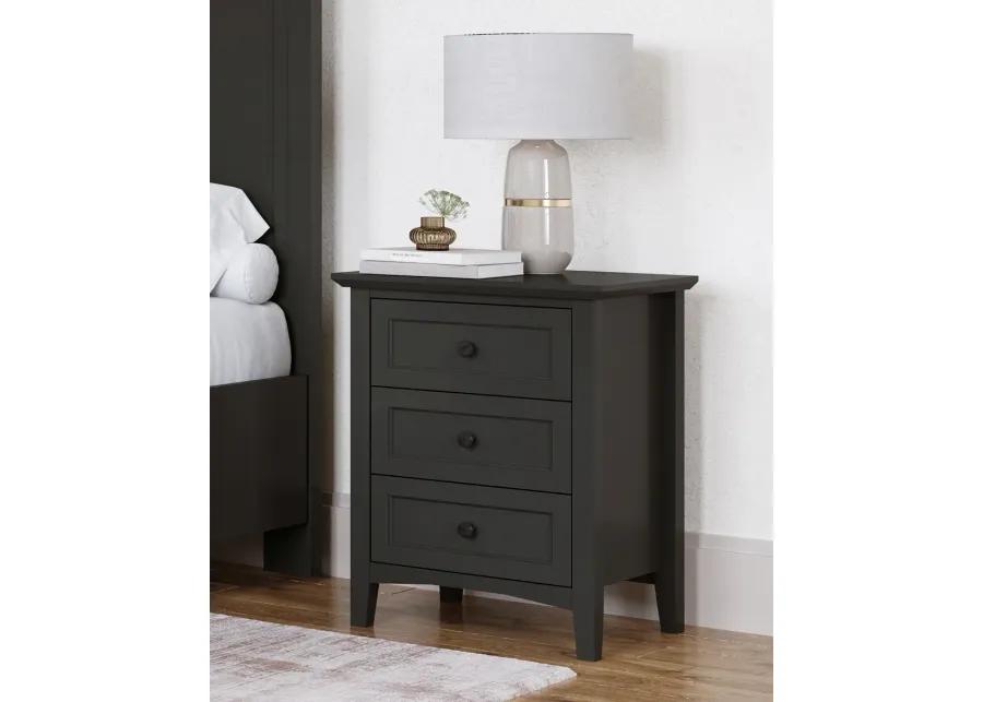 Grace Three Drawer Nightstand in Raven Black