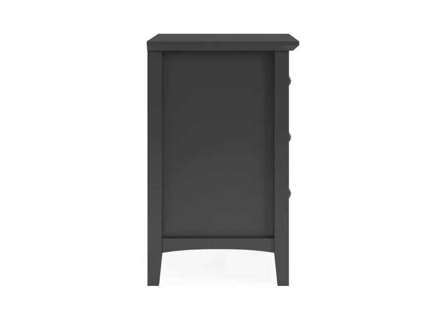 Grace Three Drawer Nightstand in Raven Black