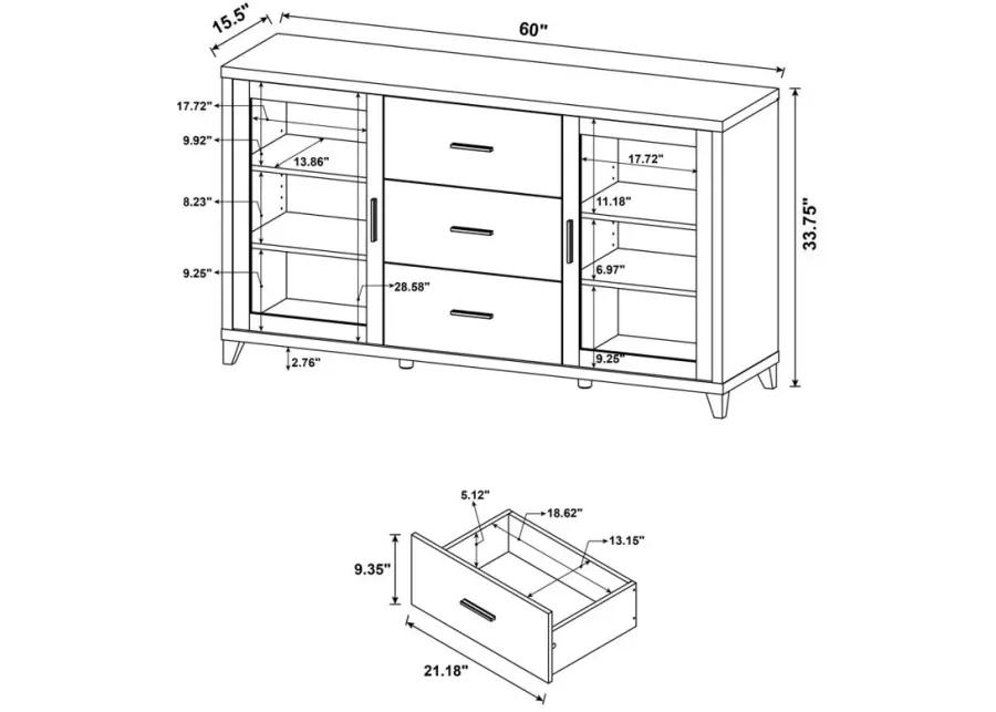 Lewes 2-door TV Stand with Adjustable Shelves Cappuccino