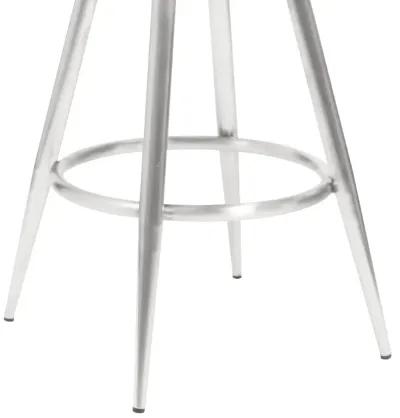 Amador 30" Bar Height Barstool in Brushed Stainless Steel and Vintage Gray Faux Leather