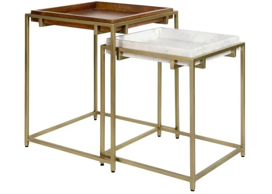 Bolden 2-Piece Square Nesting Table With Recessed Top Gold