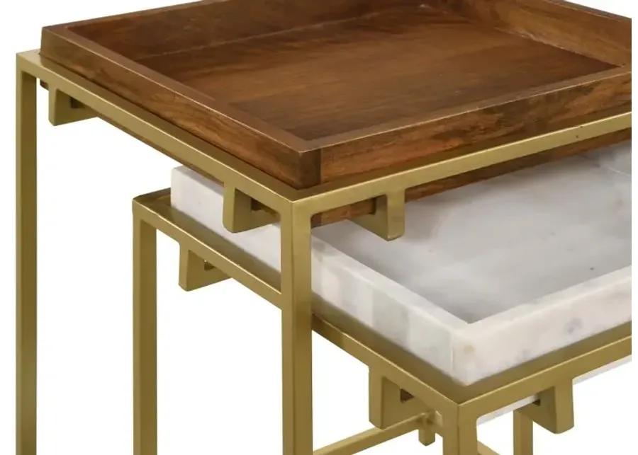 Bolden 2-Piece Square Nesting Table With Recessed Top Gold