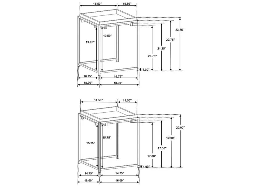 Bolden 2-Piece Square Nesting Table With Recessed Top Gold