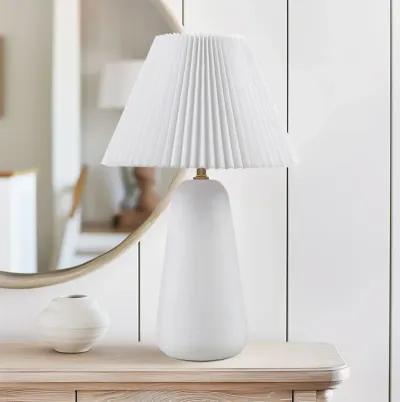 Textured Ceramic Table Lamp with Fluted Fabric Shade