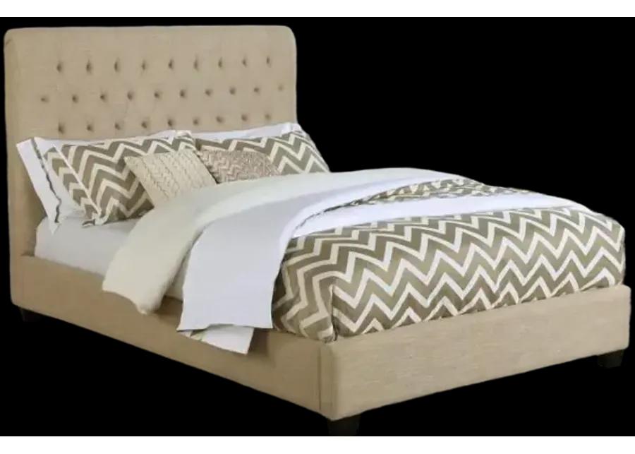 Chloe Tufted Upholstered Queen Bed Oatmeal