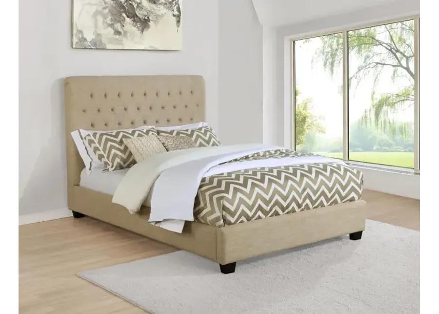 Chloe Tufted Upholstered Queen Bed Oatmeal