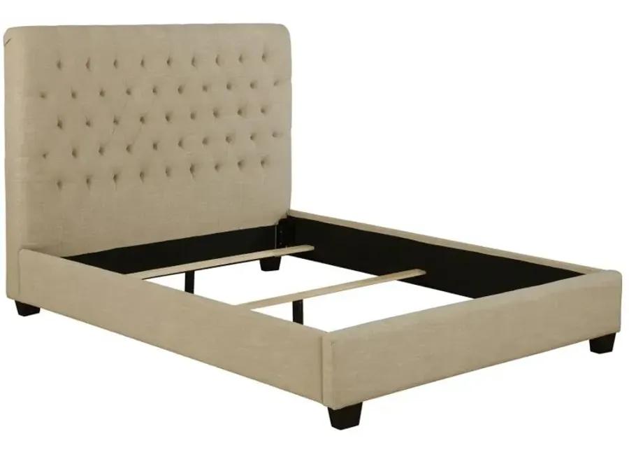 Chloe Tufted Upholstered Queen Bed Oatmeal