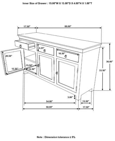 Henry 3-door Accent Cabinet Reclaimed Wood