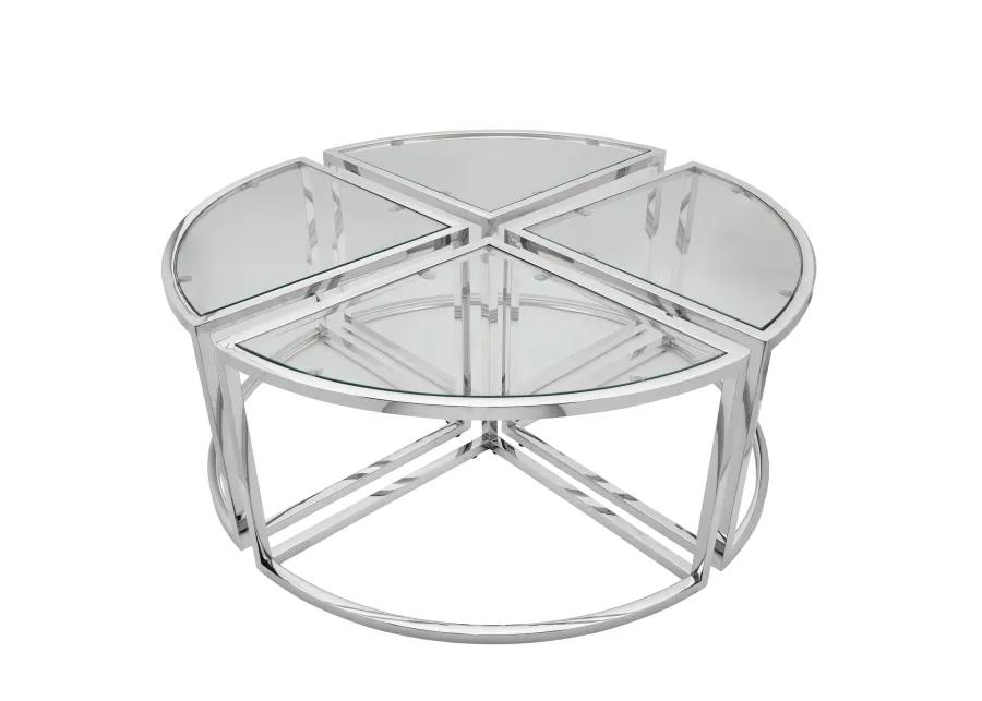 Metal Pull Out Coffee Table, Silver