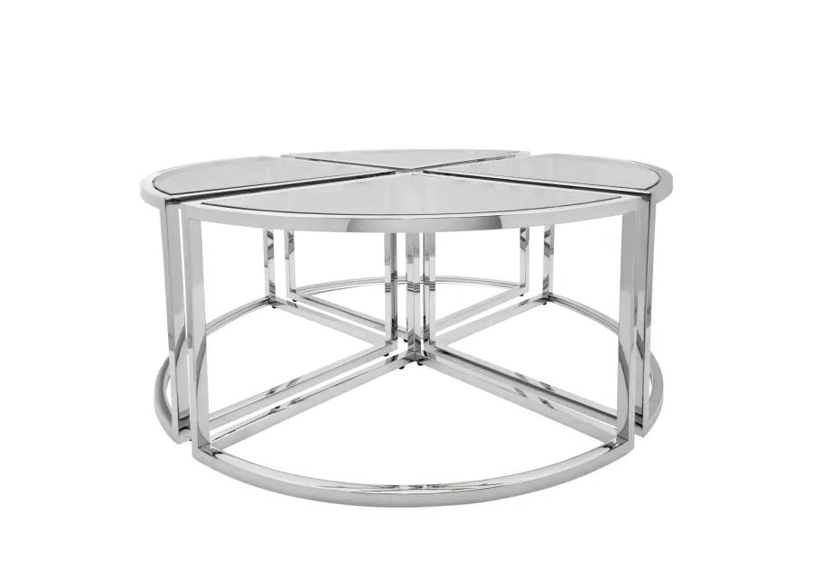 Metal Pull Out Coffee Table, Silver