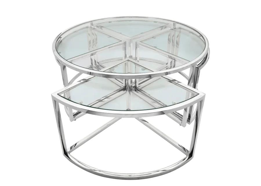 Metal Pull Out Coffee Table, Silver