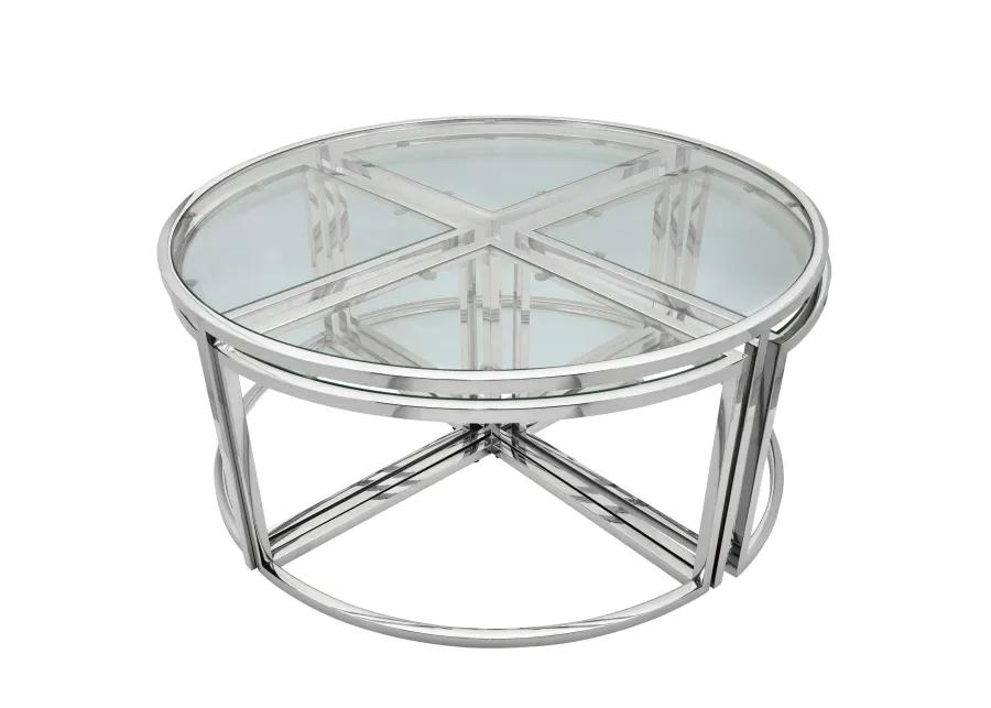 Metal Pull Out Coffee Table, Silver