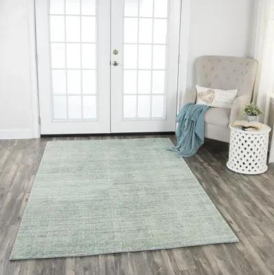 Grand Haven Aqua Solid Wool/Tencel 5' x 8' Rectangle Rug