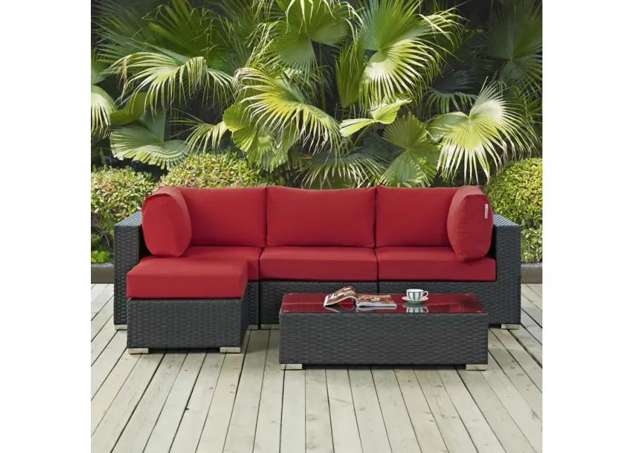 Sojourn 5 Piece Outdoor Patio Sunbrella® Sectional Set