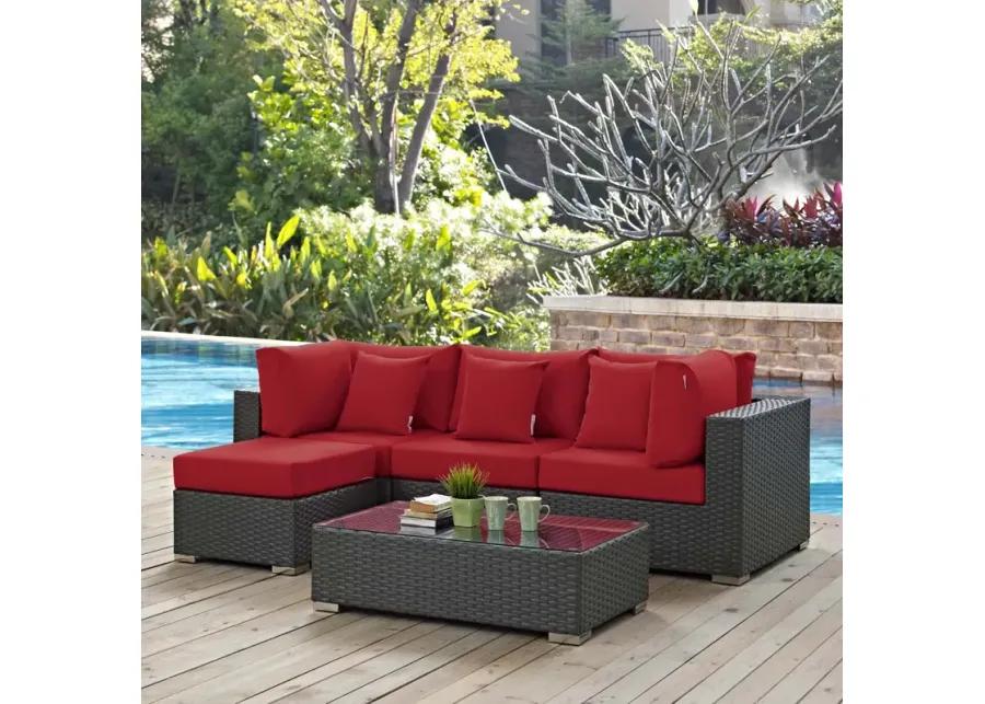 Sojourn 5 Piece Outdoor Patio Sunbrella® Sectional Set