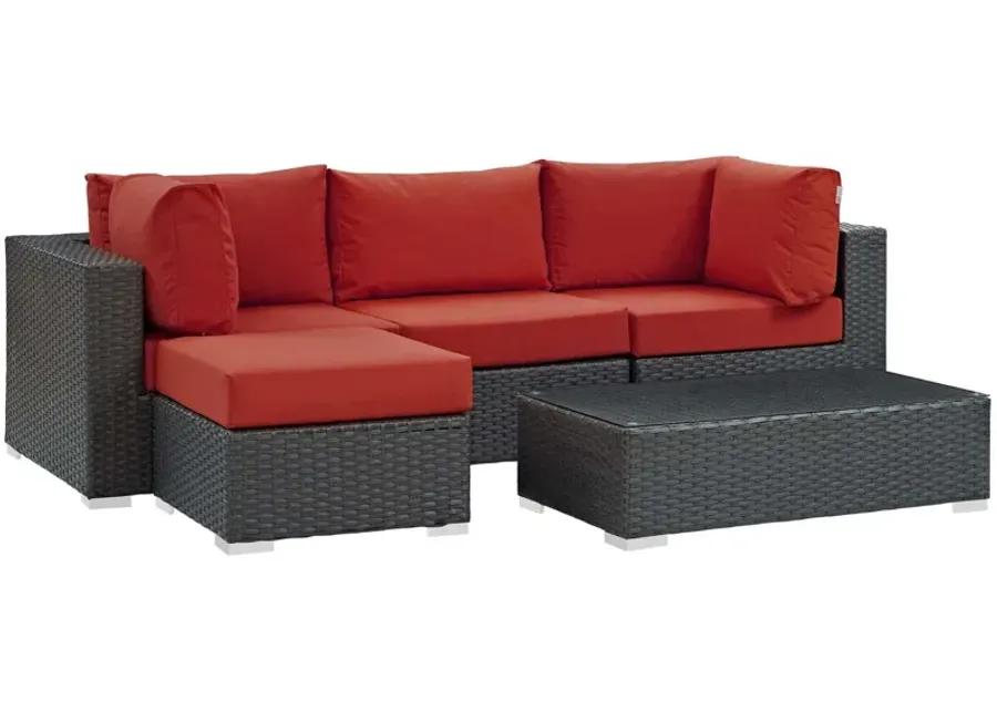 Sojourn 5 Piece Outdoor Patio Sunbrella® Sectional Set