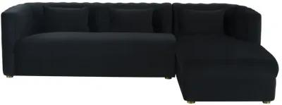 Callie Black Velvet Sectional - Right Arm