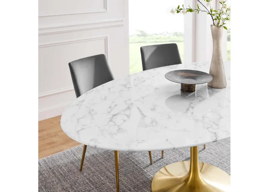 Lippa 78" Oval Artificial Marble Dining Table