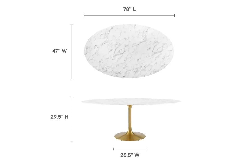 Lippa 78" Oval Artificial Marble Dining Table