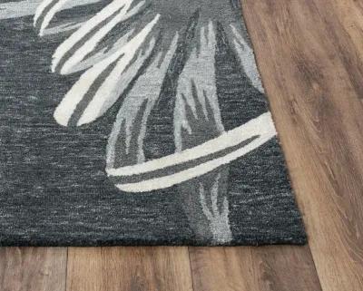 Miramar Charcoal Coastal  Recycled Polyester 8'9" x 11'9" Rectangle Rug