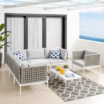 Harmony 7-Piece  Sunbrella® Basket Weave Outdoor Patio Aluminum Sectional Sofa Set