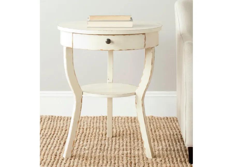 KENDRA ROUND PEDESTAL END TABLE W/ DRAWER 