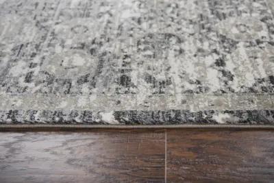 Panache Gray/Natural Central Medallion Distress  Polypropylene 5'3" x 7'6" Rectangle Rug