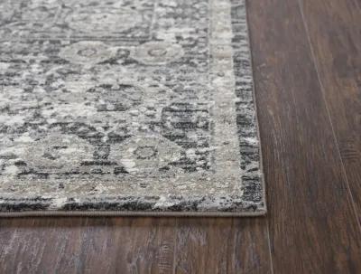 Panache Gray/Natural Central Medallion Distress  Polypropylene 5'3" x 7'6" Rectangle Rug