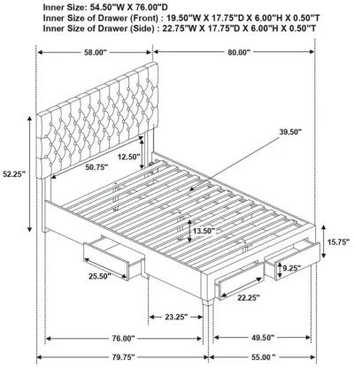 Soledad Full 4-drawer Button Tufted Storage Bed Charcoal