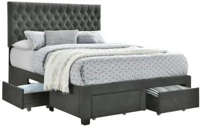 Soledad Full 4-drawer Button Tufted Storage Bed Charcoal