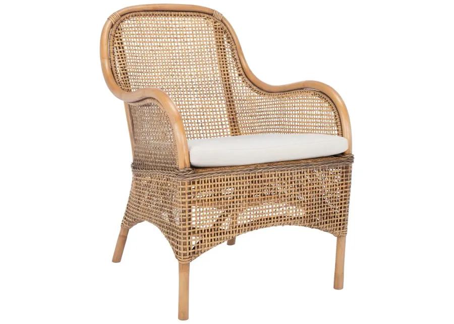 CHARLIE RATTAN ACCENT CHAIR W/ CUSHION