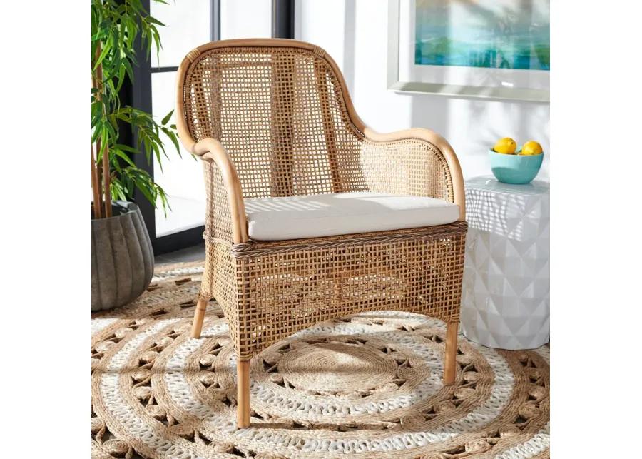 CHARLIE RATTAN ACCENT CHAIR W/ CUSHION