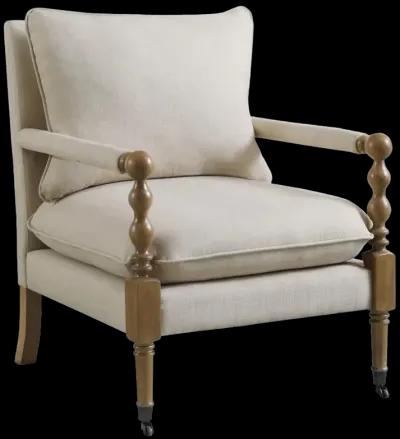 Dempsy Upholstered Accent Chair with Casters Beige