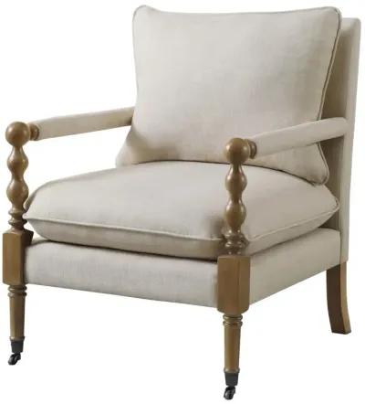 Dempsy Upholstered Accent Chair with Casters Beige