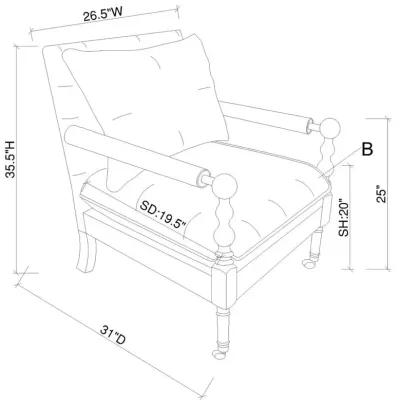 Dempsy Upholstered Accent Chair with Casters Beige